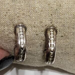 Brighton crystal jeweled medium‎ hoop earrings